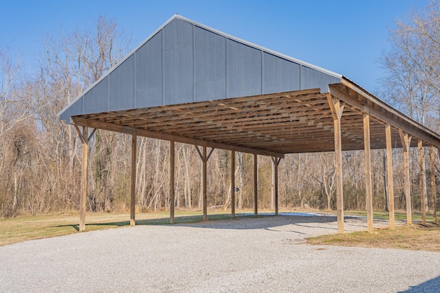 view of parking with a carport