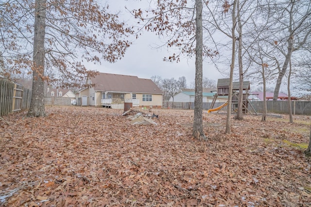 view of yard with a playground