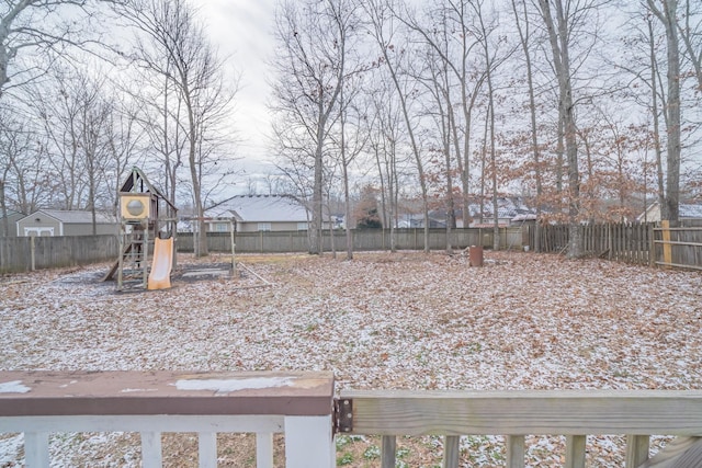 view of yard with a playground