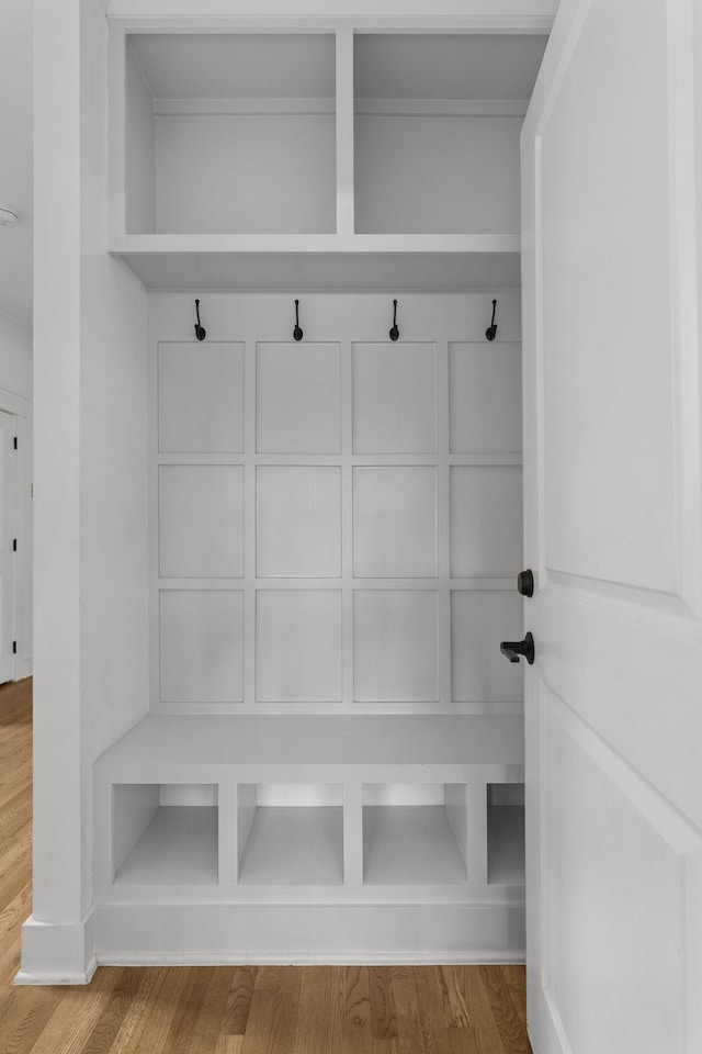 mudroom featuring light hardwood / wood-style floors