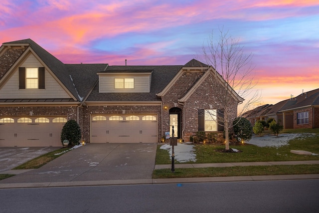 view of front of home with a garage