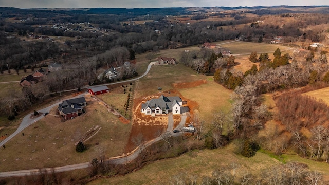 aerial view with a rural view