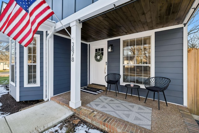 entrance to property with a porch