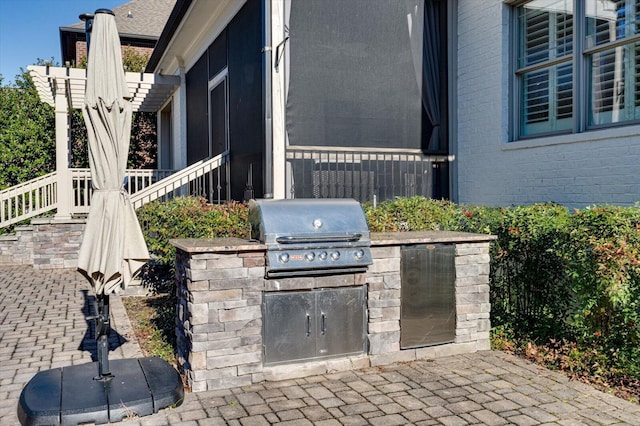 view of patio featuring area for grilling and exterior kitchen