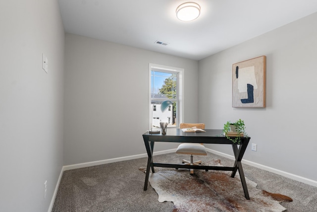 view of carpeted home office