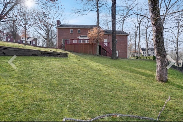 view of yard featuring a deck