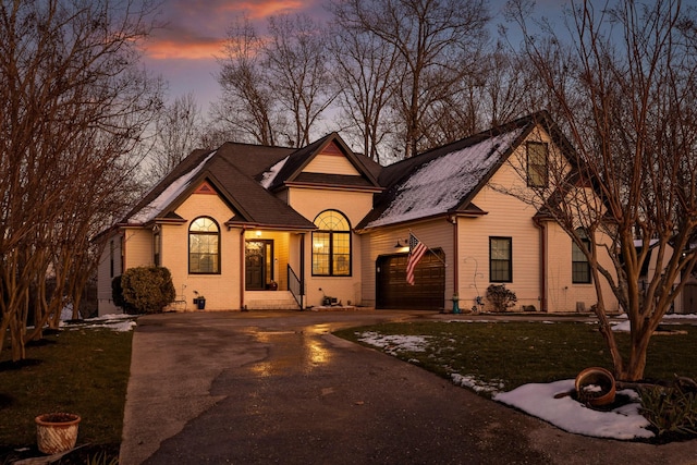 view of front of home with a garage