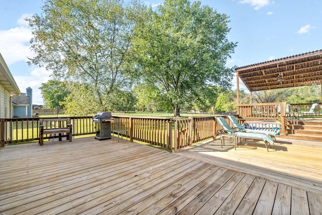 deck featuring area for grilling