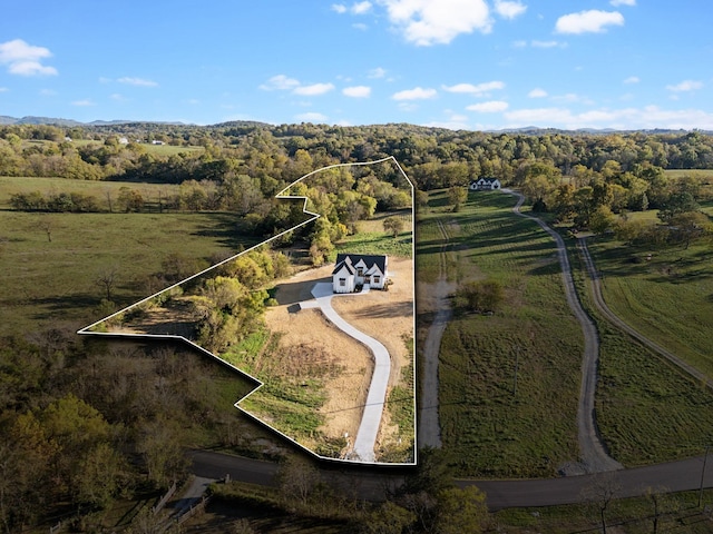 aerial view with a rural view