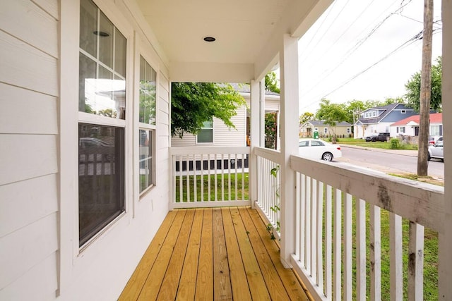 wooden terrace with covered porch