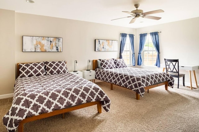 bedroom with carpet floors and ceiling fan