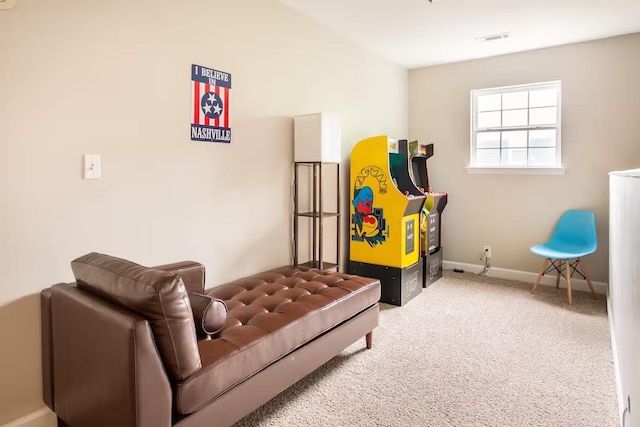 rec room with carpet