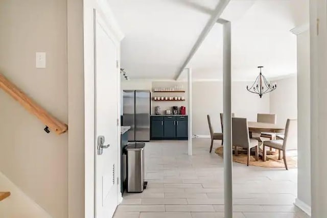 interior space with a notable chandelier