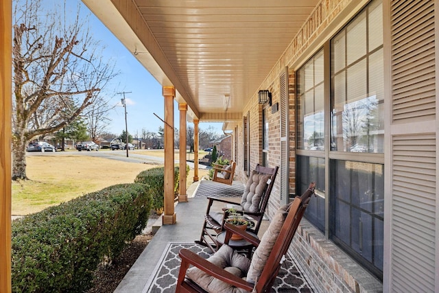 view of patio featuring a porch