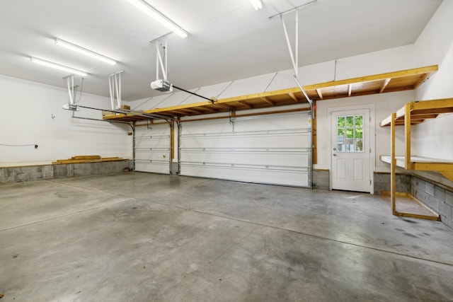 garage with a garage door opener