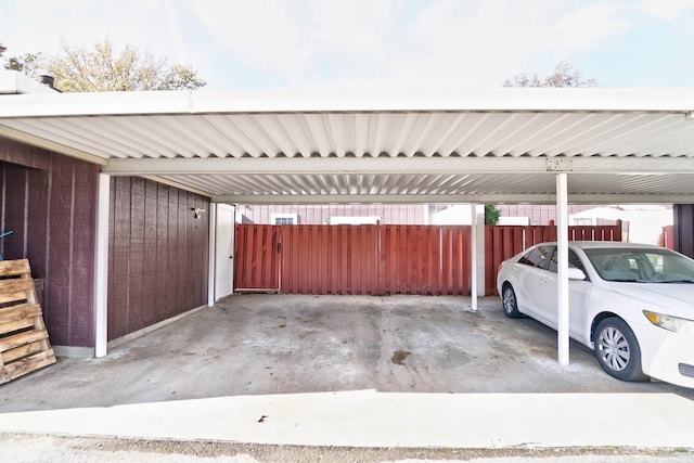 view of parking with a carport