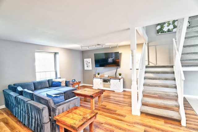 living room with hardwood / wood-style floors