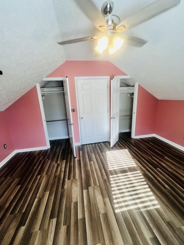 306 Turkey Creek Hwy, Carthage, TN 37030 - bonus room featuring dark wood-type flooring, ceiling fan, lofted ceiling, and a textured ceiling
