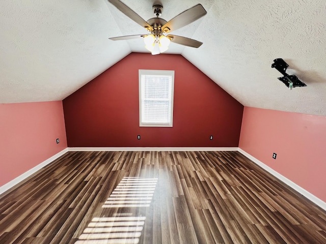 306 Turkey Creek Hwy, Carthage, TN 37030 - bonus room featuring vaulted ceiling, dark hardwood / wood-style floors, ceiling fan, and a textured ceiling