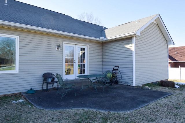 back of house with a patio area and french doors