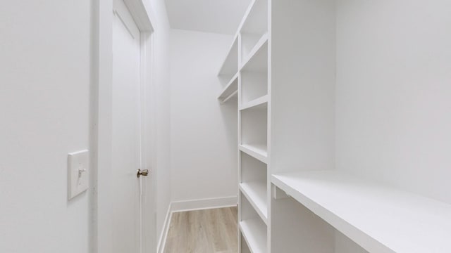 walk in closet featuring light hardwood / wood-style flooring