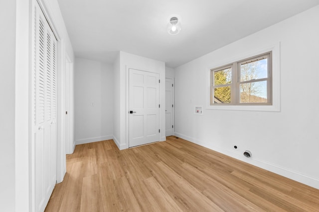 unfurnished bedroom with light hardwood / wood-style floors