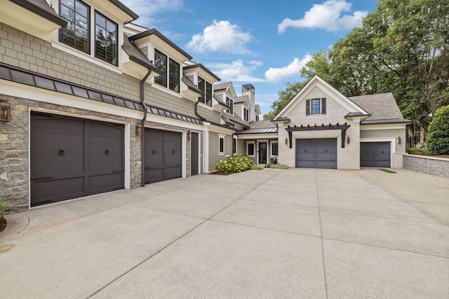 exterior space with a garage