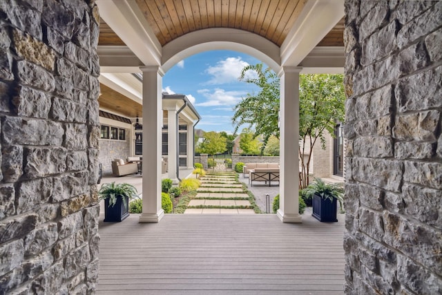 deck with an outdoor living space