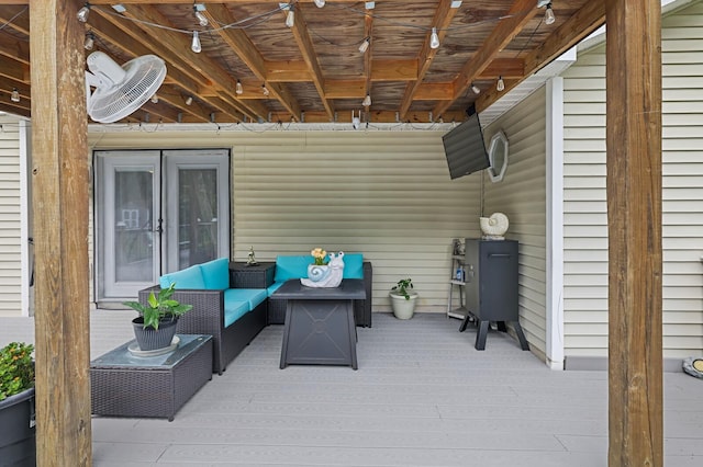 view of patio with a deck and an outdoor hangout area