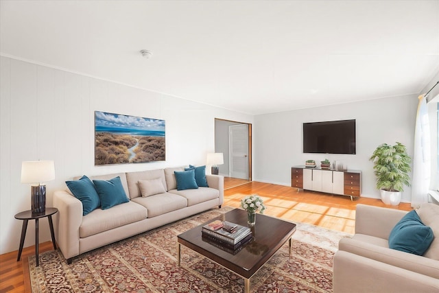 living room with hardwood / wood-style floors