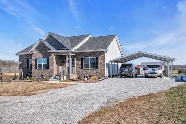 view of front of property featuring a carport