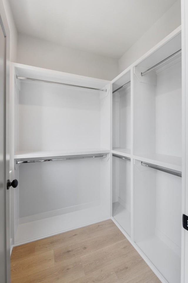 walk in closet featuring light hardwood / wood-style floors