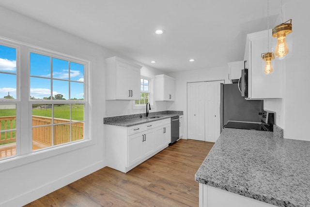 286 Wilhite, Doyle, TN 38559 - kitchen featuring stainless steel appliances, a sink, white cabinetry, wood finished floors, and recessed lighting
