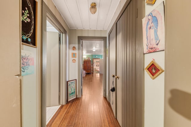 hallway with light wood-type flooring