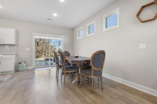 dining area featuring light hardwood / wood-style floors