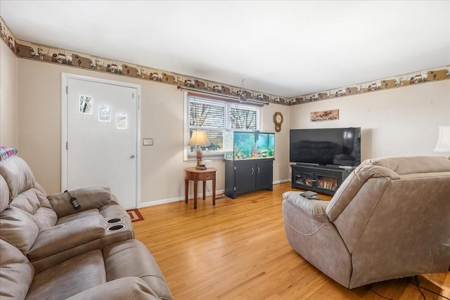 living room with hardwood / wood-style flooring