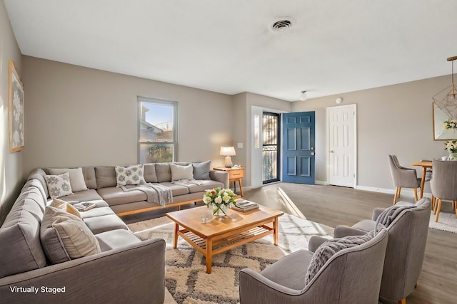 living room featuring hardwood / wood-style flooring