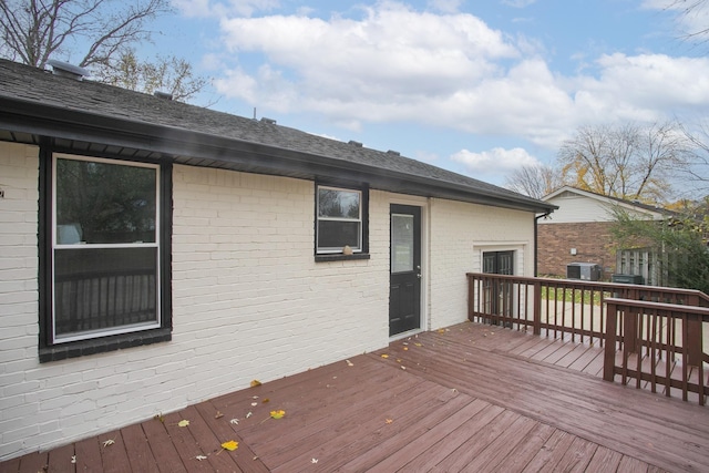 wooden deck with cooling unit