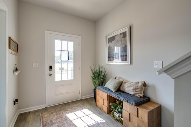 doorway with light hardwood / wood-style floors