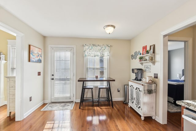 dining room with wood-type flooring