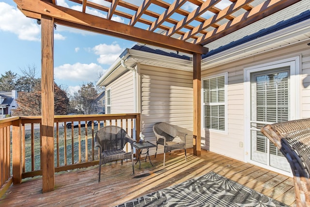 wooden terrace featuring a pergola