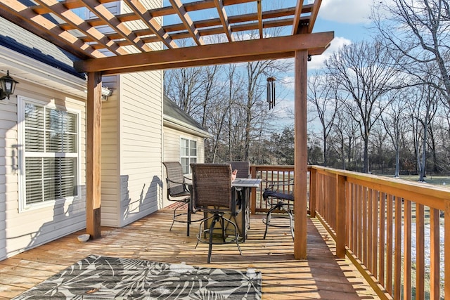 wooden terrace featuring a pergola