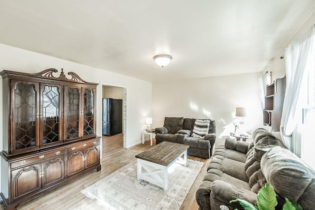 living room with light hardwood / wood-style flooring