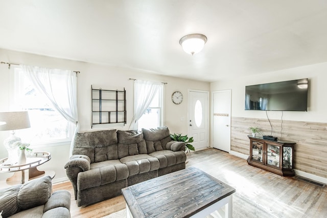 living room featuring light wood-type flooring