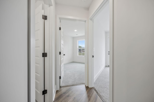 hallway featuring hardwood / wood-style flooring