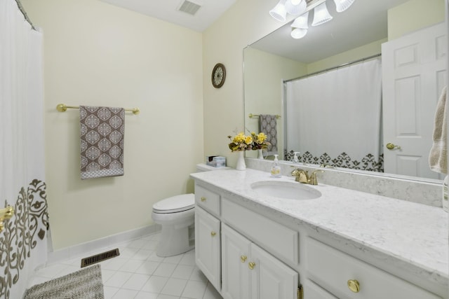 bathroom with tile patterned floors, vanity, and toilet