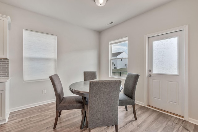 dining room featuring light hardwood / wood-style floors