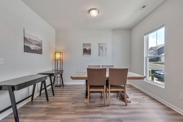 dining room with hardwood / wood-style flooring and plenty of natural light