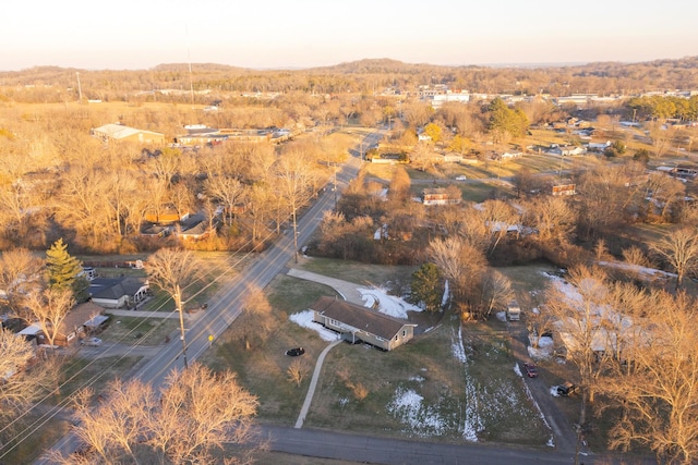 view of aerial view at dusk