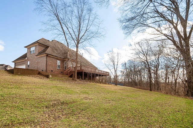 view of yard featuring a deck